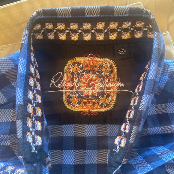 ROBERT GRAHAM Long Sleeve Dress Shirt with FLOWERED CUFF DETAIL Size L - Picture 7 of 8